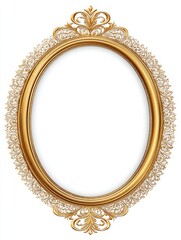 Golden Oval Filigree Frame Design - Elegant oval frame, intricate gold filigree, ornate detailing, luxurious design, classic . Symbolizing elegance, artistry, luxury, heritage, and sophistication