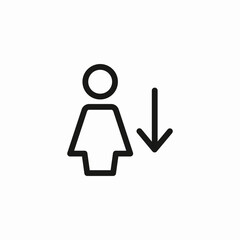 woman arrow down icon sign vector