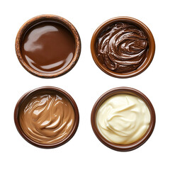 Four Chocolate Spreads isolated on transparent background