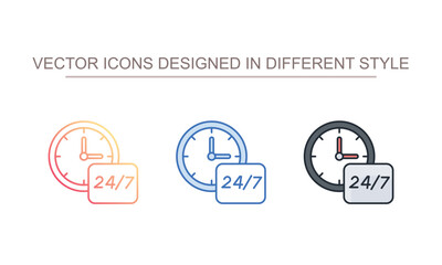 24/7 Hour icon design with white background stock illustration