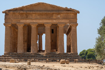 Valley of the Temples, Temple of Concordia, Agrigento, Sicily, Italy. Travel and sightseeing journey concept