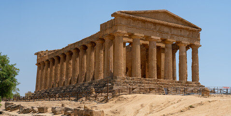 Valley of the Temples, Temple of Concordia, Agrigento, Sicily, Italy. Travel and sightseeing journey concept