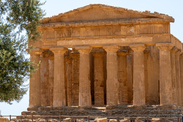Valley of the Temples, Temple of Concordia, Agrigento, Sicily, Italy. Travel and sightseeing journey concept