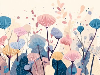 Pastel Floral Fantasy: Abstract Botanical Illustration
