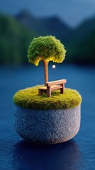Detailed Green Scale Model of Moss in Miniature Still Life