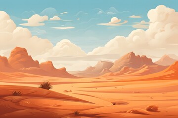 Desert Landscape Illustration Wallpaper, Desert Wallpaper, Desert Background, Desert Dunes Illustration Wall Art, Serene Desert Scenery, Sunset Desert Landscape, Sand Dunes Wallpaper, Nature Landscape