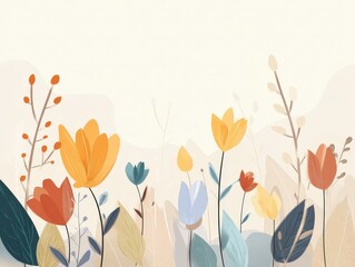 Watercolor Floral Border: Delicate Spring Flowers