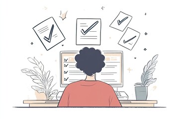 Person working on tasks with checklist items
