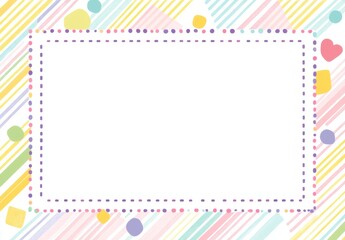Blank frame with pastel colored stripes and shapes