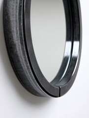 Modern Round Metal Wall Mirror - Stylish round mirror with a textured metal frame, perfect for adding a contemporary touch to any room. Elegant and minimalist design