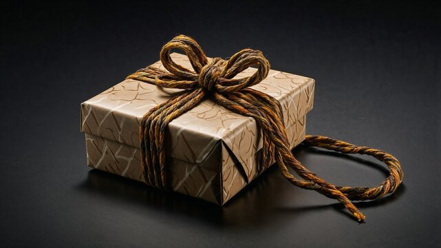 Photorealistic image of a string tied around gift box