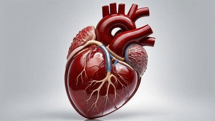 Naklejka premium Photorealistic image of a heart organ on a glossy white background