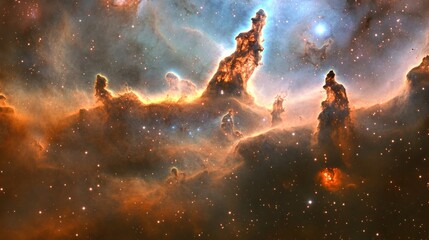 Fototapeta premium Cosmic Pillars Nebula gas, star formation, space exploration, deep space background, astronomy