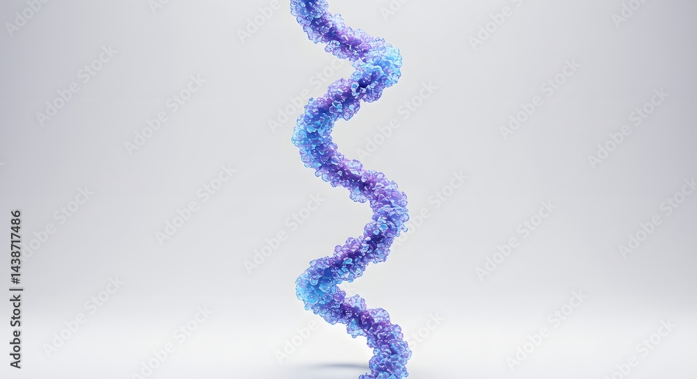 Poster a purple and blue gradient spiral shape on a white background in a studio setting with soft lighting