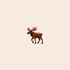 Colorful Moose Walking icon flat vector design.