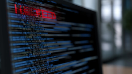 Cybersecurity Alert: Hacked System Notification with Glitch Effect