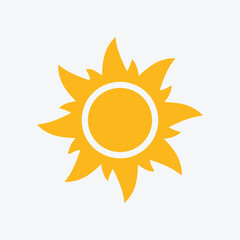 Stylized Yellow Sun Icon Illustration Isolated On White Background.