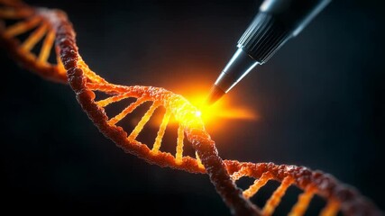 Detailed depiction of a digital art representation highlighting DNA structure with vibrant illumination
