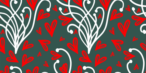 Abstract seamless pattern with tiny red hearts. Vector illustration for Valentine's Day, baby shower, birthday, wedding print