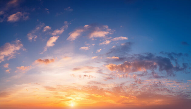 background of sunrise sky with gentle colors of soft clouds