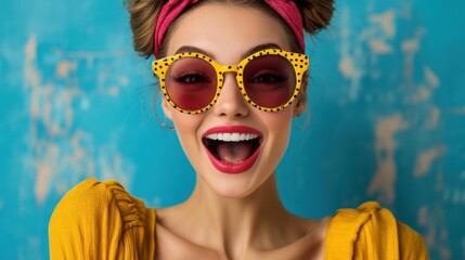 Vibrant retro banner woman shout sale deal