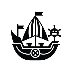 Carnival Pirate Ship Attraction Silhouette Vector Art