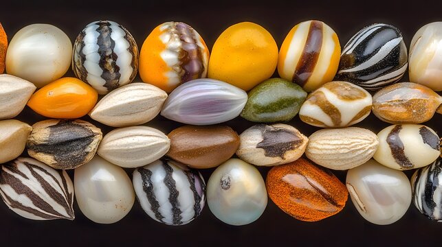 Vibrant Seeds and Shells Pattern Background