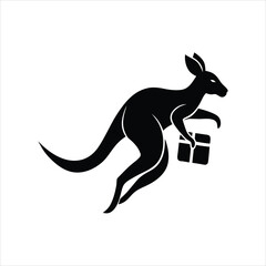 Jumping Kangaroo Delivery Icon Black and White Vector Art