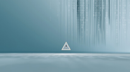 Cyber Threat Warning with Minimalist Blue Background and Binary Code