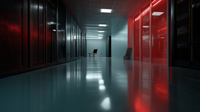 Server Room Cyberattack Alert with Flooding Effects