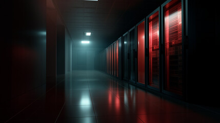 Fototapeta premium Server Room Flooding Alert in a Cyberattack Scenario