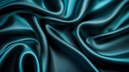 Fototapeta premium Teal Silk Fabric with Waves and Folds