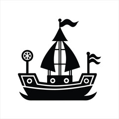 Pirate Ship Ride Silhouette Vector Icon Illustration