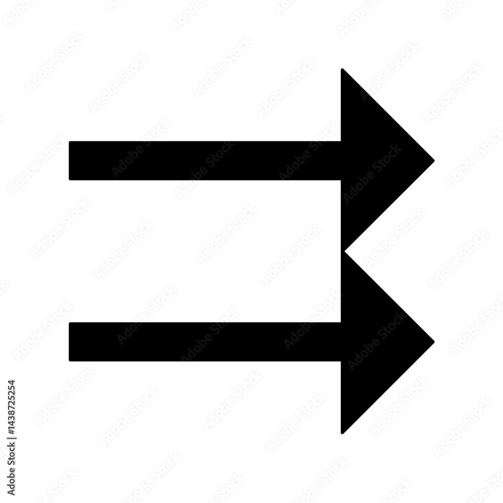 Fototapete vector isolated one single simple minimal double arrow pointer symbol colorless black and white outl