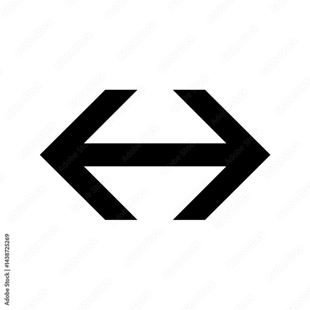 Fototapete vector isolated one single simple minimal two way arrow pointer symbol colorless black and white out