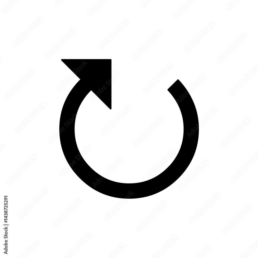 Fototapete vector isolated one single simple minimal round arrow pointer symbol colorless black and white outli