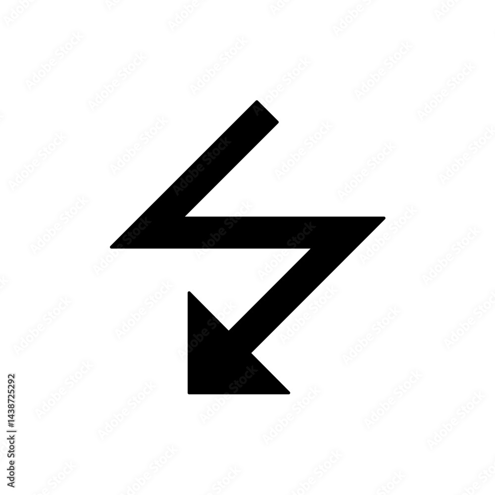 Poster vector isolated one single simple minimal zigzag arrow pointer symbol colorless black and white outl