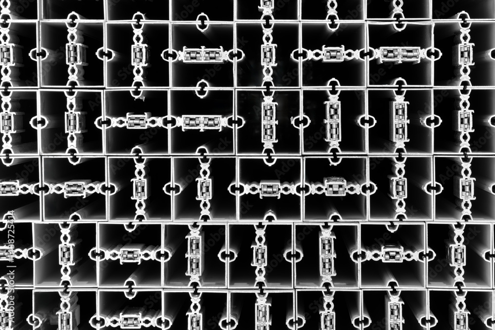 Aufkleber Textured background made of cut metal structure profiles for the construction of prefabricated buildings