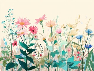Watercolor Wildflower Meadow: Delicate Floral Illustration