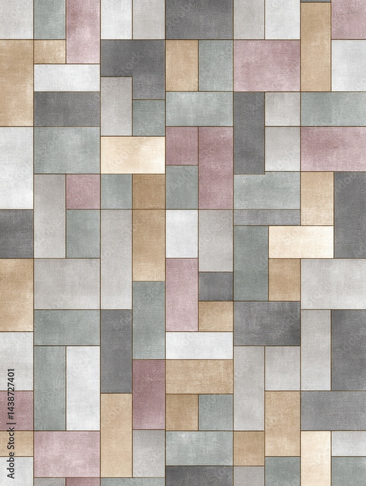 Poster subtle textures interlocking square grid - muted tones, geometric pattern, abstract design, calm atm