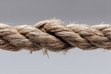 Twisted Hemp Rope Close Up - Detailed close-up of a twisted hemp rope, showing texture and fiber. Perfect for nautical, rustic, or nature themes