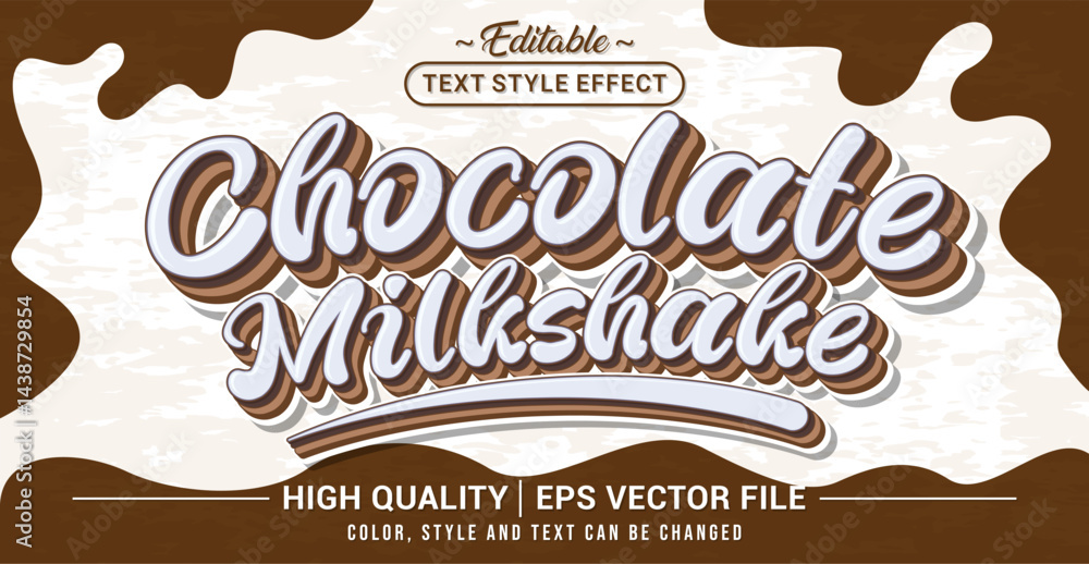 Poster Editable text style effect - Chocolate Milkshake text style theme. Vector text style illustration template.