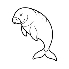 outline of a manatee line art vector