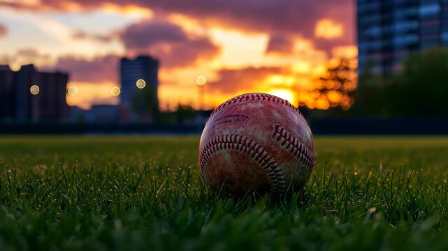 Baseball at sunset