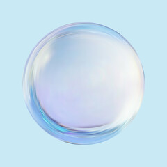Realistic glossy glass ball.Abstract 3D light bubble with glare.Geometric abstract shape.