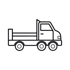 outline of a r flatbed truck line art vector
