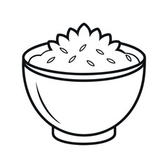 outline of a rice bowl line art vector