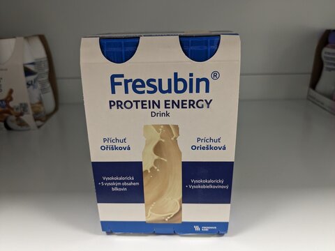 Prague,Czech Republic-April 8 2025: Fresenius Fresubin Protein Energy high-calorie, high-protein oral nutrition for malnutrition therapy and clinical nutrition support.
