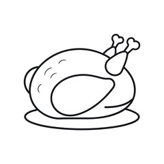 outline of a roast turkey line art vector
