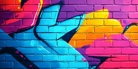 Colorful graffiti art on a brick wall with vibrant colors